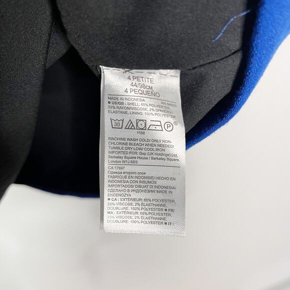 Banana Republic 4P Blue Scalloped Waist Sheath Dress 3/4 Sleeve Double Face - Picture 7 of 10